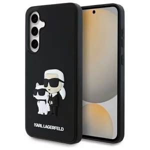 Karl Lagerfeld 3D gumijas Karl&Choupette viedtālruņa apvalks Samsung Galaxy S24 FE - melns