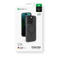 AmazingThing Titan Pro Mag viedtālruņa apvalks ar magnētisko gredzenu iPhone 16 Pro - melns