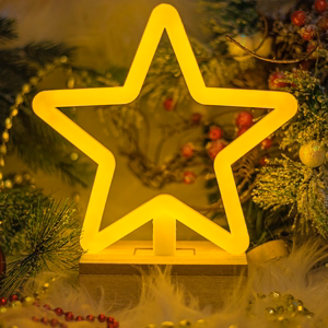 Neon Wood statīvs LED STAR silti balts FLNW04 Forever Light