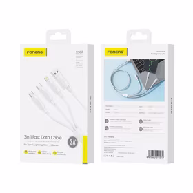FONENG kabelis XS07 3in1 3A 1.2M balts