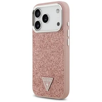 Guess Spīdīgs trijstūra logotips Magnētiskais apvalks iPhone 17 Pro (m) - rozā
