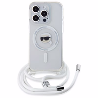 Karl Lagerfeld soma pāri plecam IML Karl galvas MagSafe iPhone 16 Pro viedtālruņa apvalks – caurspīdīgs