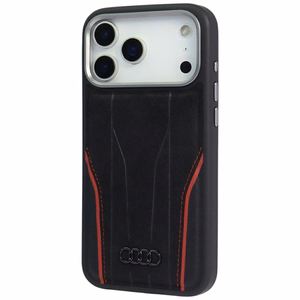 Audi R8 Genuine Leather MagSafe чехол iPhone 17 Pro - черный и красный