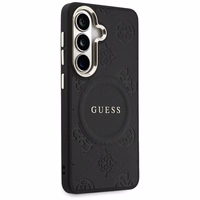 Guess maciņš Saffiano Peony Embossed Ring MagSafe priekš Samsung Galaxy S26 melns