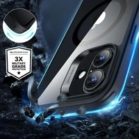 ESR Classic Hybrid Halolock MagSafe komplekts ar aizsargstiklu iPhone 16 - skaidrs ar melnu rāmi