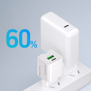 Wozinsky WWC-35W GaN USB-A + USB-C tīkla lādētājs - balts