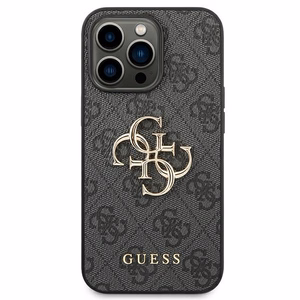 Guess 4G Big Metal Logo viedtālruņa apvalks iPhone 14 Pro - pelēks