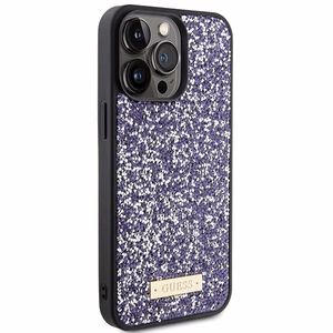 Guess Rhinestone Metāla Logotips viedtālruņa apvalks iPhone 15 Pro - rozā