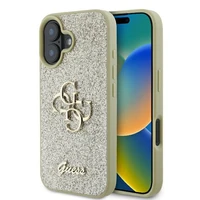 Guess Fixed Glitter Big 4G viedtālruņa apvalks iPhone 16 Plus - zelta