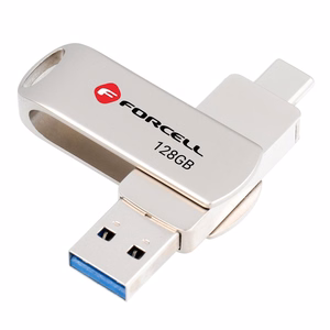 FORCELL F-DATA USB zibatmiņa Metal Duo 128GB USB3.2 Gen 1 (USB A / Type C) sudrabaina