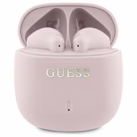 Guess Bluetooth austiņas GUTWSJ14ESGP TWS + dokstacija rozā/rozā drukāts klasiskais logotips