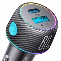 Auto lādētājs Joyroom "JR-CCN01" Melns 60W (PD20W / USB-C) ar LED light