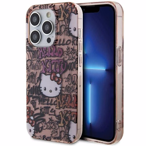 Hello Kitty IML Tags Graffiti viedtālruņa apvalks iPhone 13 Pro Max - rozā