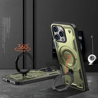 Hybrid Armor Trendy viedtālruņa apvalks ar MagSafe iPhone 16 Pro Max - zaļš