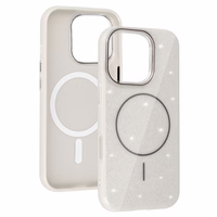 Magnētiskais plānais spīdīgais apvalks iPhone 16 Pro Max sudraba krāsā