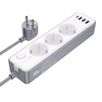 Borofone Barošanas sloksne BAC9 - 3 rozetes 240V + 3xUSB + C tips - PD 20W 2 metri melns