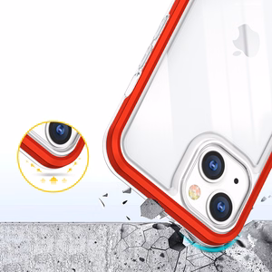  Skaidrs 3in1 vāciņš iPhone 13 mini ar rāmi želejas pārklājums sarkanā krāsa