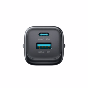 Joyroom JR-TG7 33W USB-A + USB-C sienas lādētājs ar 60W USB-C uz USB-C 1m kabeli melns