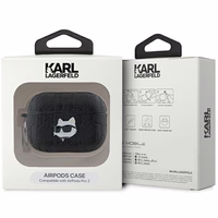 Karl Lagerfeld Monogram Choupette Head viedtālruņa apvalks AirPods Pro 2 - melns
