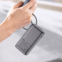 Acefast M7-10000 PD30W Portatīvais lādētājs ar iebūvētu kabeli - melns