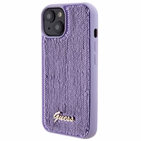 Guess Sequin Script Metal viedtālruņa apvalks iPhone 15 - violeta