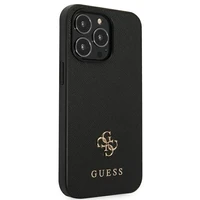 Guess Saffiano 4G Small Metal Logo viedtālruņa apvalks iPhone 13 Pro / 13 6.1" - melna