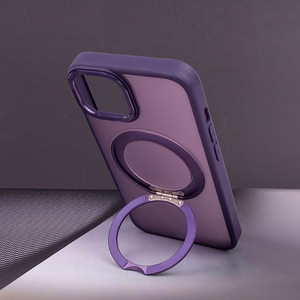 Viedtālruņa apvalks Mag Ring ar rotējošu gredzenu iPhone 15 Pro 6,1" violets