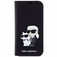 KARL LAGERFELD KLBKP14XSANKCPK IPHONE 14 PRO MAX 6.7 "GRĀMATIŅAS TIPA MACIŅŠ MELNS/MELNS SAFFIANO KARL & CHUPETTE