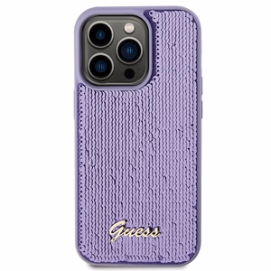Guess Sequin Script Metal viedtālruņa apvalks iPhone 15 Pro Max - violets