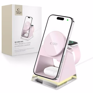Tech-Protect QI15W-A43 3in1 MagSafe indukcijas lādētājs - rozā