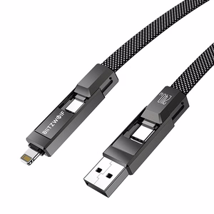 Blitzwolf BW-HDC7 4-in-1 USB+C+Zibens kabelis 240W 1,2 m (melns)