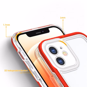  Skaidrs 3in1 vāciņš iPhone 12 ar sarkanā rāmis želejas pārklājums
