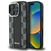 DKNY Rūtainais raksts magnētiskais iPhone 16 Pro viedtālruņa apvalks - melns