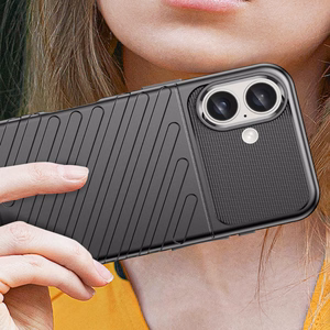 Thunder viedtālruņa apvalks iPhone 16 silikona apvalks - melns