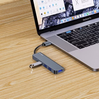 HUB Tech-Protect V0 5in1 USB-A - USB-A 3.0 / 3x USB-A 2.0 / USB-C - pelēks