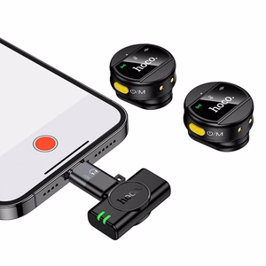 Hoco L22 bezvadu mikrofons 2-in-1 Lightning / USB-C, melns