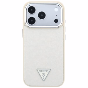 Guess Grained Triangle Logo MagSafe vāciņš iPhone 18 Pro / 17 Pro – bēšs