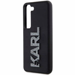 Karl Lagerfeld 3D Gumijas Mirdzošs Logotips viedtālruņa apvalks Samsung Galaxy S23+ - melns