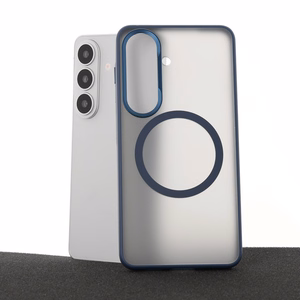 Liavec Soft Case maciņš ar metāla rāmi Samsung Galaxy S26, tumši zils