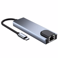 HUB Tech-Protect V3 5in1 USB-C - USB-A 3.0 / USB-A 2.0 / USB-C / HDMI / RJ45 - pelēks