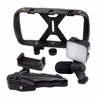 Selfie statīvs (m) ar bezvadu tālvadību tripodu LED un mikrofonu tiešraidei TL-49T - melns