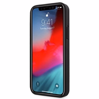 AMG ādas apvalks ar iespiestām līnijām iPhone 12 mini - melns