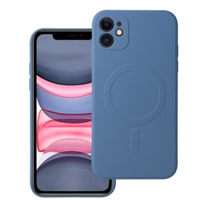 Чехол для iPhone 11 силиконовый Mag Cover совместимый с MagSafe синий