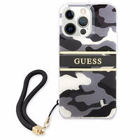 Guess GUHCP13LKCABBK iPhone 13 Pro / 13 6.1" melns/melns cietais apvalks Camo Strap Collection