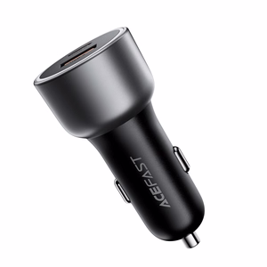 Acefast B21 75 W USB-C + USB-A auto lādētājs, melns