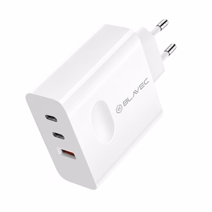 Blavec sienas lādētājs BC-11 GaN - USB + 2xType C - QC PD 65W 3A ar Type C uz Type C kabeli (TCBC11G-U2CW653A) balts