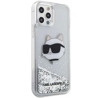 Karl Lagerfeld KLHCP12MLNHCCS iPhone 12/12 Pro 6.1" sudraba/sudraba cietais apvalks Mirdzošs Choupette Galva