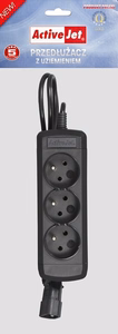 Activejet COMBO IEC 3G – 3 ligzdu pagarinātājs ar 1.5 m kabeli, IEC ieeja (5901443018506)