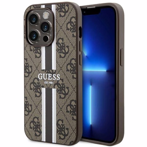 Guess GUHMP14XP4RPSW iPhone 14 Pro Max 6.7" brūns/brūns cietais apvalks 4G Printed Stripes MagSafe