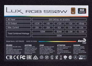 Aerocool Lux RGB 550M 550 W melns barošanas bloks